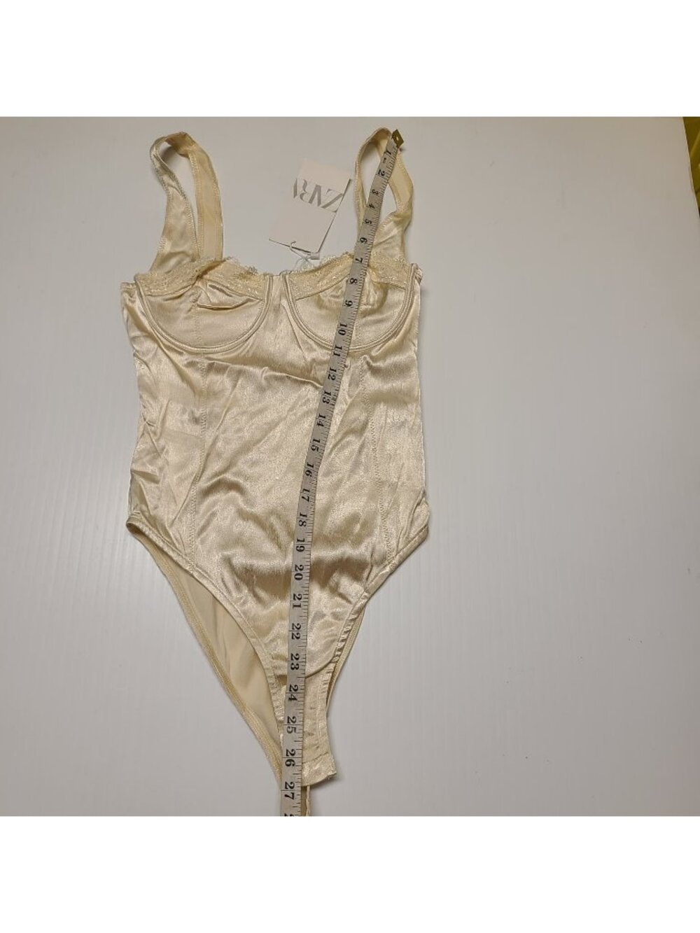 Zara Vintage Style Ivory Satin Corset Bodysuit Balletcore Size S - Picture 3 of 8